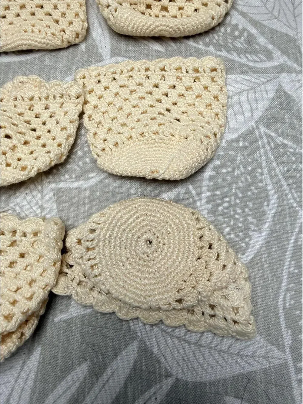 Vintage Hand Crocheted Egg Cozies Set of 6 Cream Cotton Egg Warmers Cottagecore